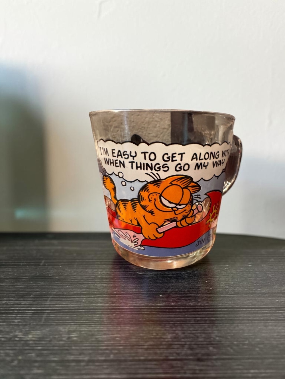 1978 Garfield Glass Mug by United Feature Syndicate, Vintage Comic Character Cup